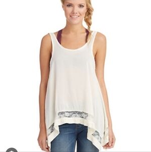 Free People Ivory Lace Hem Flowy Layering Camisole S